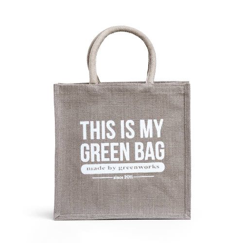 Джутовая сумка "This is my green bag" светло-серый