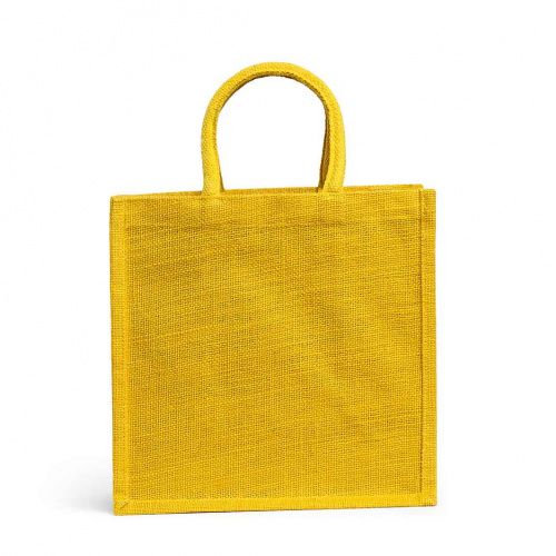 Джутовая сумка "This is my green bag" жёлтая