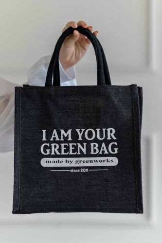 Сумка из джут "I Am Your Green Bag" черная