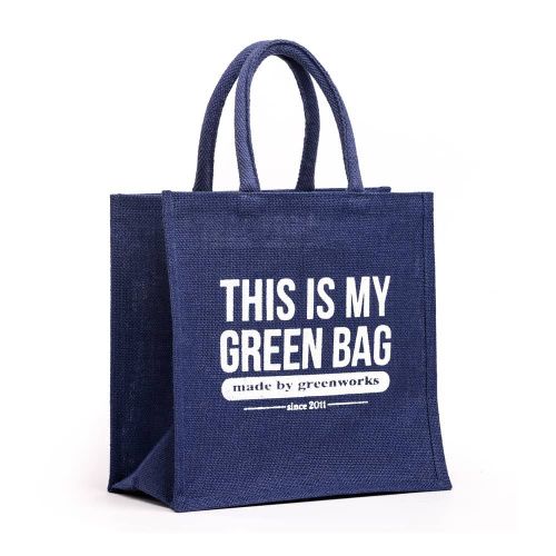 Джутовая сумка "This is my green bag" джинсово-синий