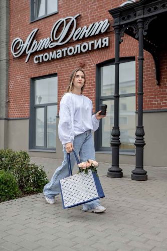 Джутовая сумка "Сетка", цвет - белый/синий