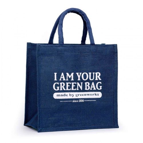 Сумка из джута "I Am Your Green Bag" джинсово-синяя