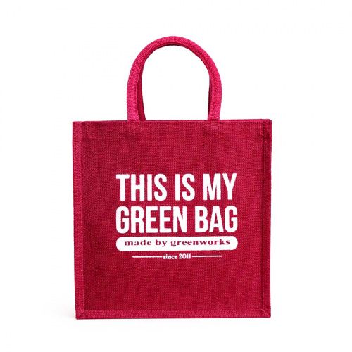 Джутовая сумка "This is my green bag" красная