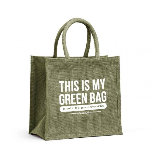 Джутовая сумка "This is my green bag", хаки