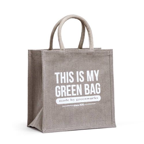 Джутовая сумка "This is my green bag" светло-серый