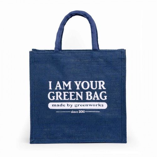 Сумка из джута "I Am Your Green Bag" джинсово-синяя
