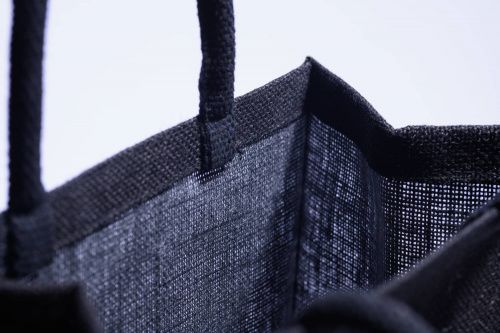 Джутовая сумка "This is my green bag" чёрная