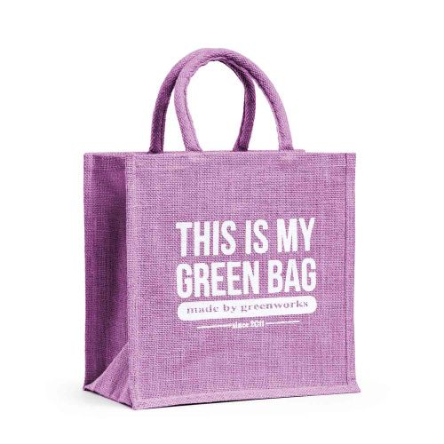 Джутовая сумка "This is my green bag" лаванда